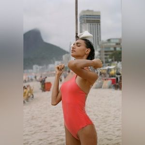 Zara Coral - Asymmetrical Swimsuit - Sz Small - NWT